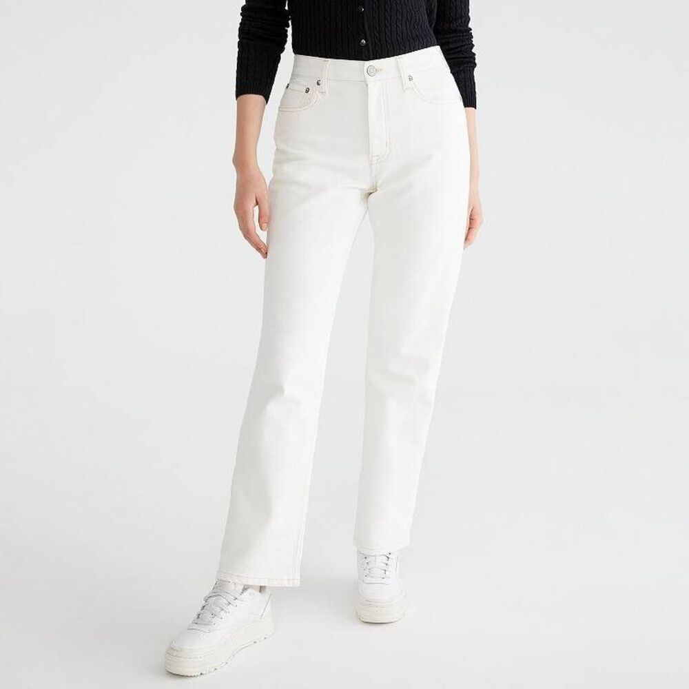 Aeropostale Baggy Jeans Womens 14 Cream White Straight Leg Stretch NEW